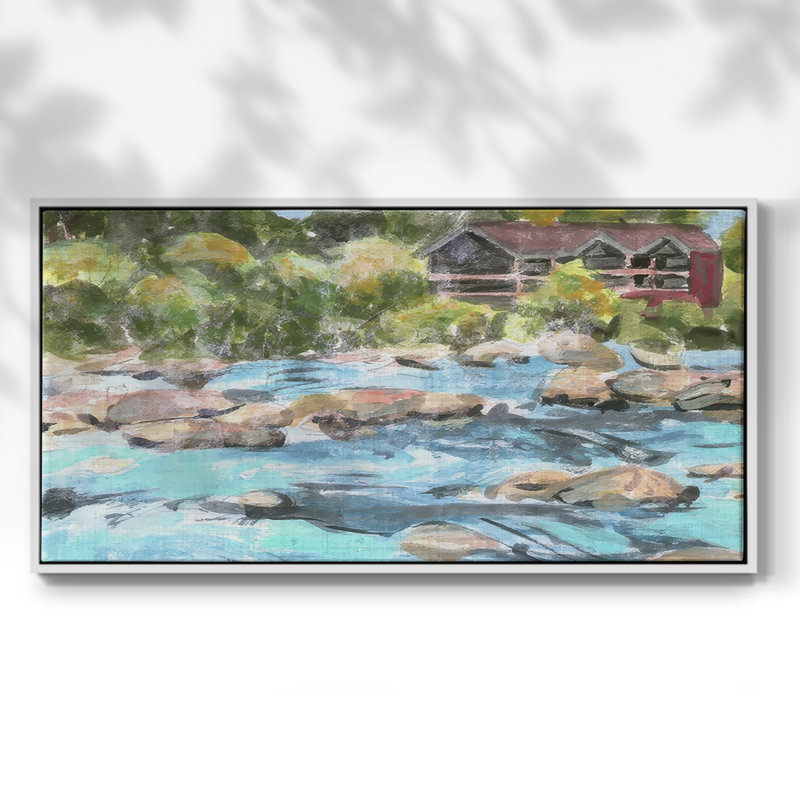 Belle Isle I - Toile tendue avec châssis, prête à accrocher, H 17 po x l 33 po, Blanc