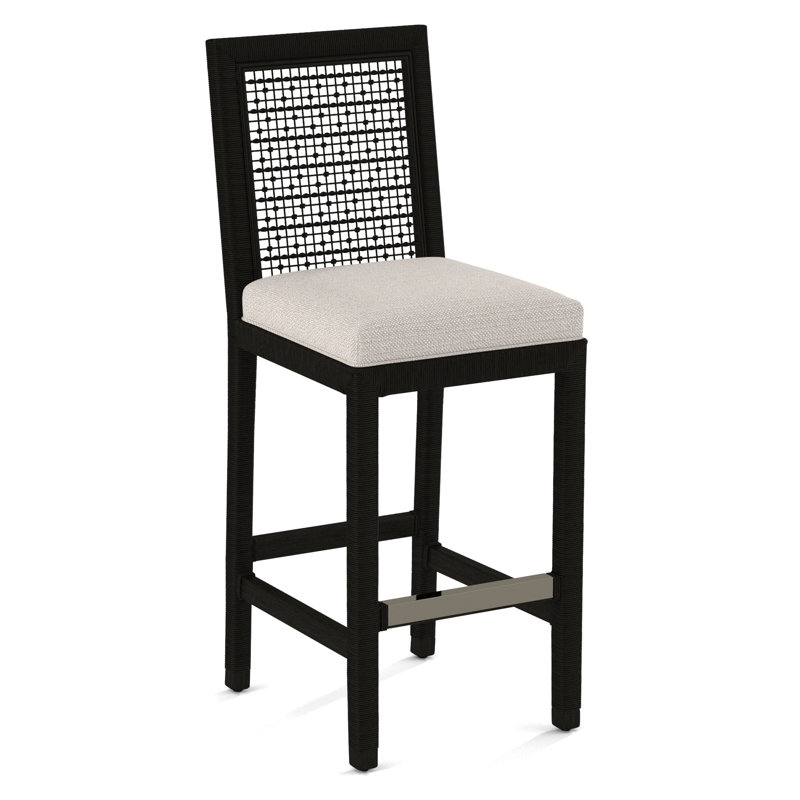Pine Isle Bar Stool, Twine Linen-Look Performance; 0325-73, Antique Black