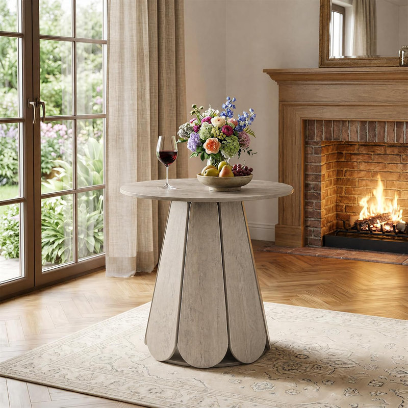 Table de salle à manger ronde 31,5 pouces avec base Petals, Gris / ne s'applique pas