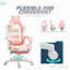 Fauteuil de jeu avec repose-pieds, fauteuil de jeu, appui-tête et soutien lombaire, pour la maison et le bureau