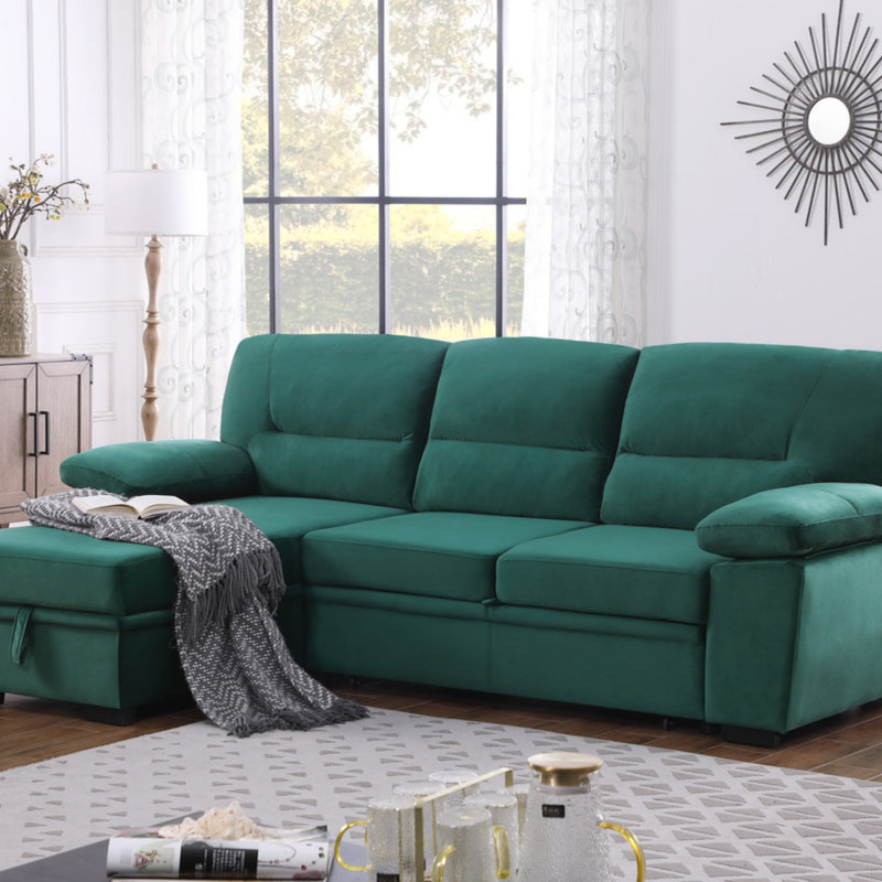  Canapé-lit modulaire réversible, Velours vert