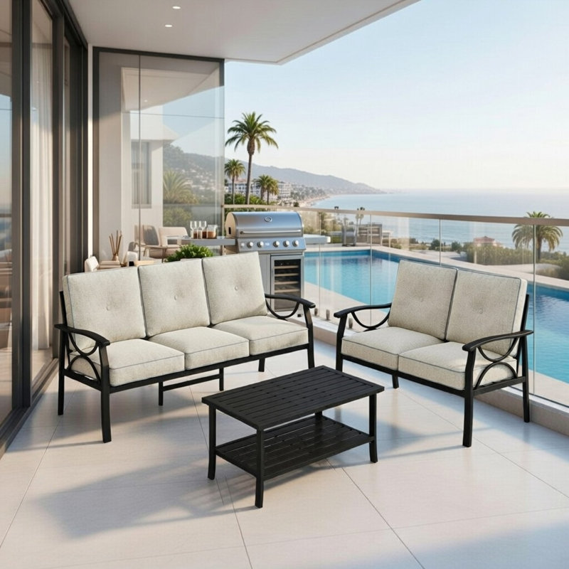 3-Piece Metal Patio Furniture Set