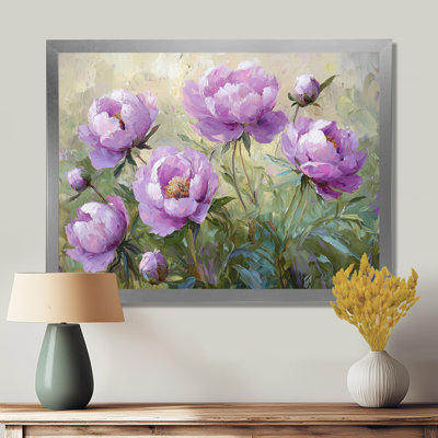 Jacarius, lavande, pivoines dans la prairie au coucher du soleil I - pivoines, art mural