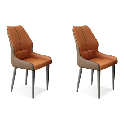 Orange Solid Back Side Chair(Set of 2)