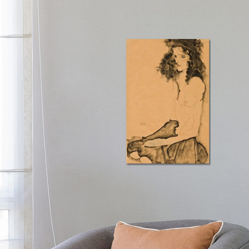 Girl With Black Hair, 1911 by Egon Schiele - Wrapped Canvas Print, 66.04 cm H x 45.72 cm W x 1.91 cm D