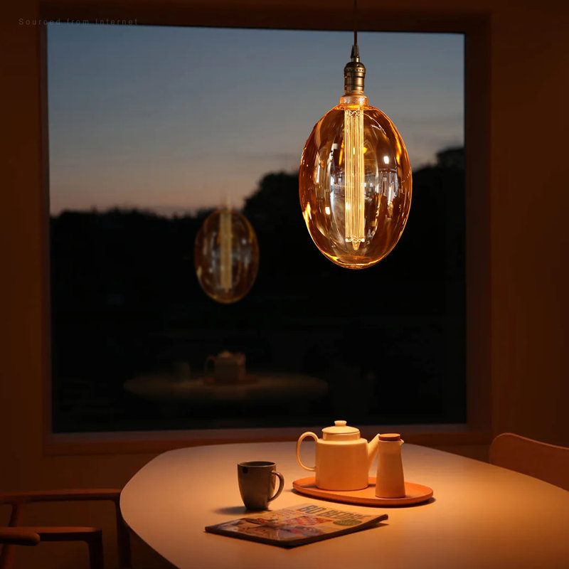 Irregular Led Decorative Vintage Edison Bulb, Dimmable, E26 Base, Amber Glass, Soft Warm
