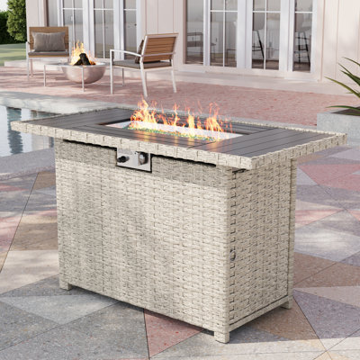 Rattan Outdoor Fire Pit Table