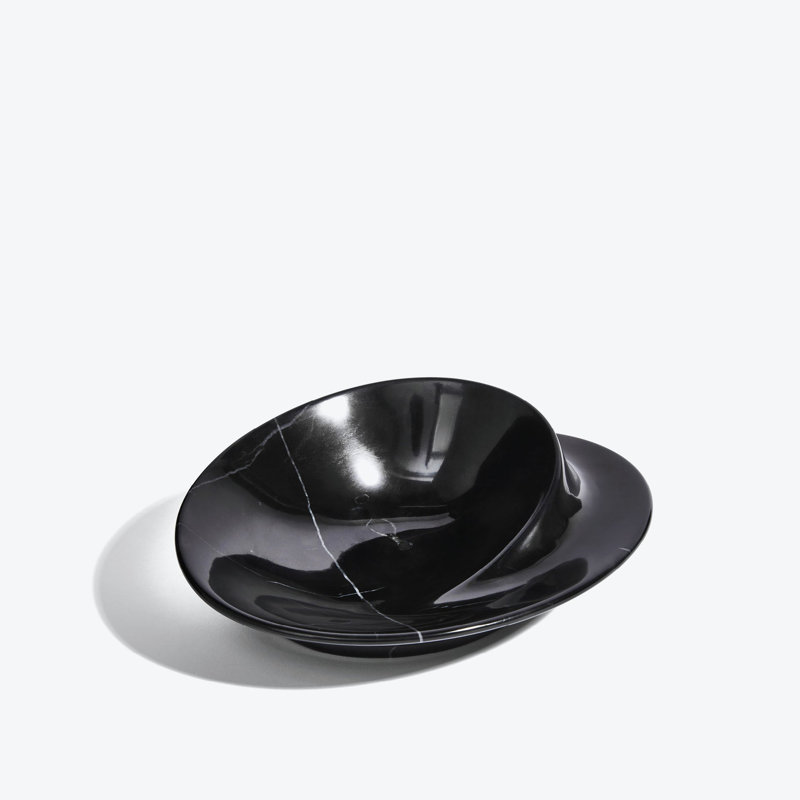 Swirl Bowl, Small, Grey, Black, 9.8"W x 7.4"D x 3.1"H