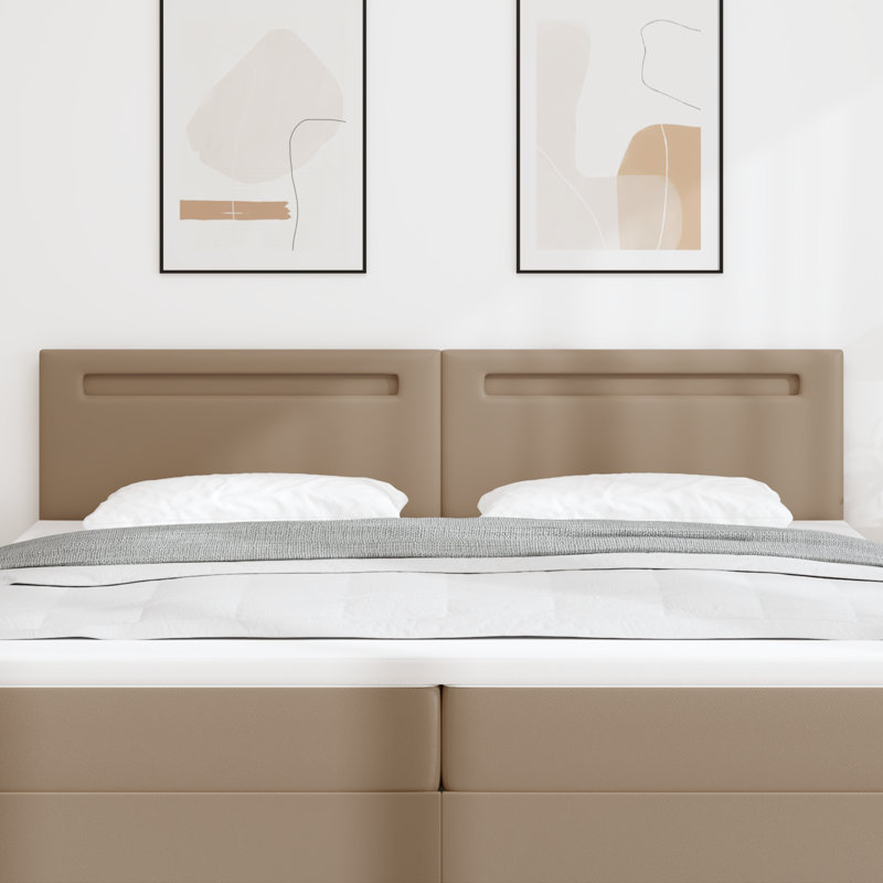 Headboard Plain Design Faux Leather, 98cm H x 200cm W x 5cm D, Brown, 200 x 200cm