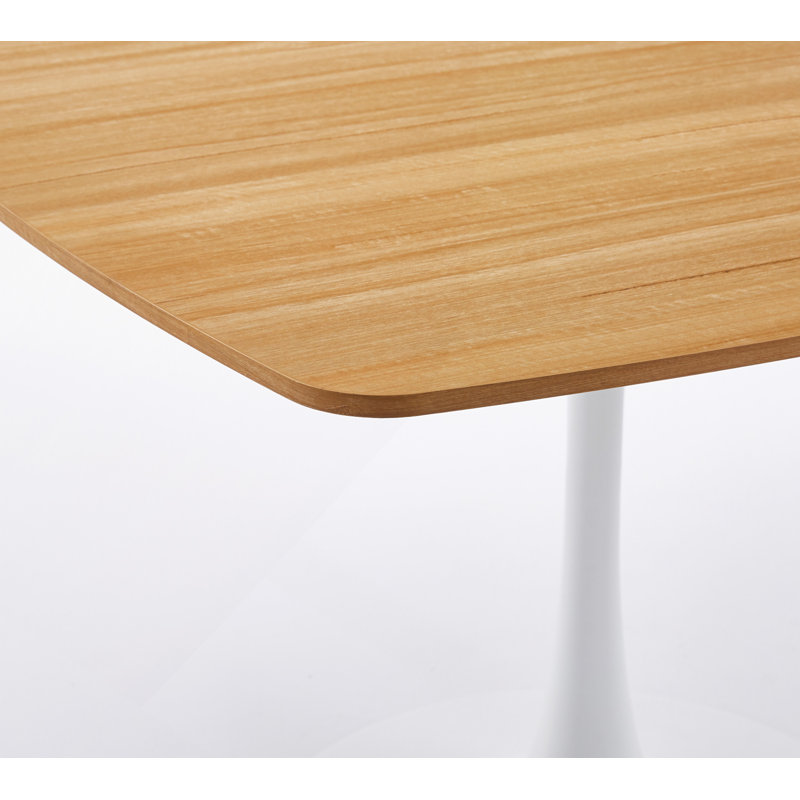 42" Square Tulip Dining Table For 2-6 Person, Kitchen Table With MDF Top & Oak Finish, Small Space Table For Apartment, Bistro, Cafe, Office And Living Room