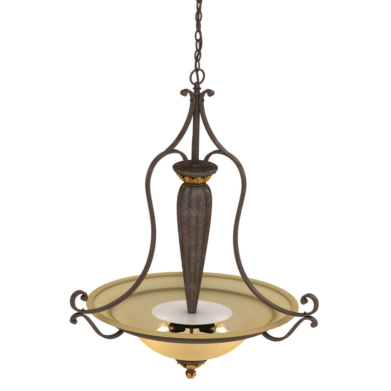  Bristol 5-Light Indoor Vintage Bronze with Antique Gold Hanging Pendant with Sepia Glass Bowl Shade