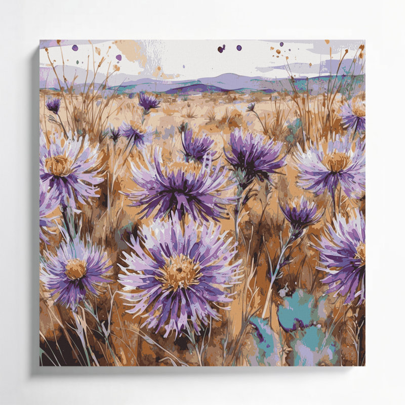 «Southwestern Plants Mojave Aster 169», art mural sur toile brune
