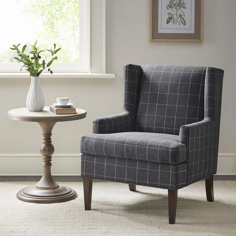 Méridienne simple avec dossier ailé et chaise longue de salon confortable, Gris anthracite, Brun