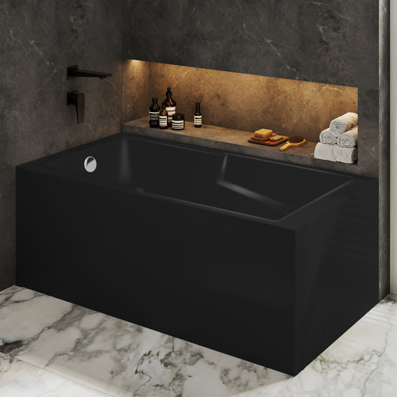 Baignoire de coin Claire, Noir mat, Gauche