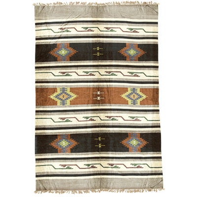 Hand Knotted Cotton Area Rug in Multi