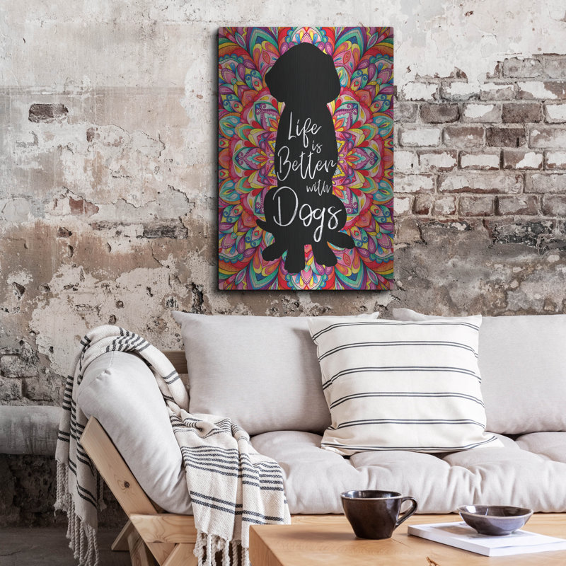 Art mural en métal «Better With Dogs» par Hello Angel par Red Barrel Studio®, H 36 po x l 24 po