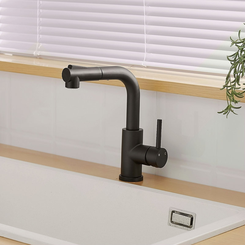 Robinet de lavabo, robinets de cuisine noirs avec douchette extractible, robinet de préparation pour mini-bar