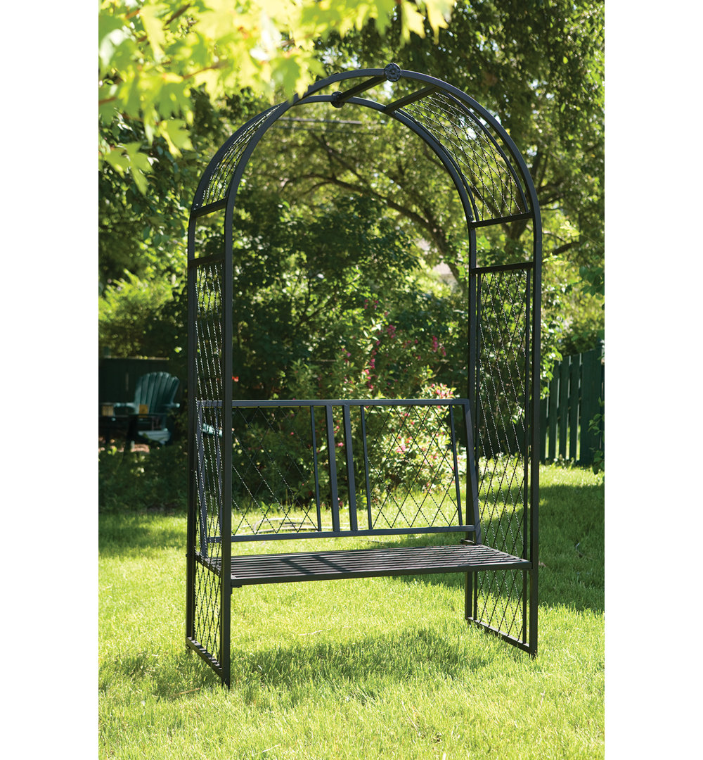Port Clyde 121cm W x 60cm D Steel Arbour in Black