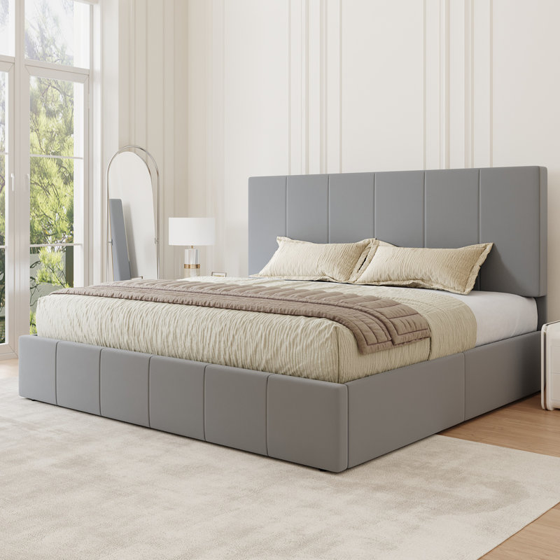 Lit plateforme entièrement rembourré, lit en velours moderne avec tête de lit capitonnée, conception sans poussière, grand / double / très grand
