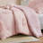 Chic Pink Floral Bedding Set, Chenille Reversible Style For Home