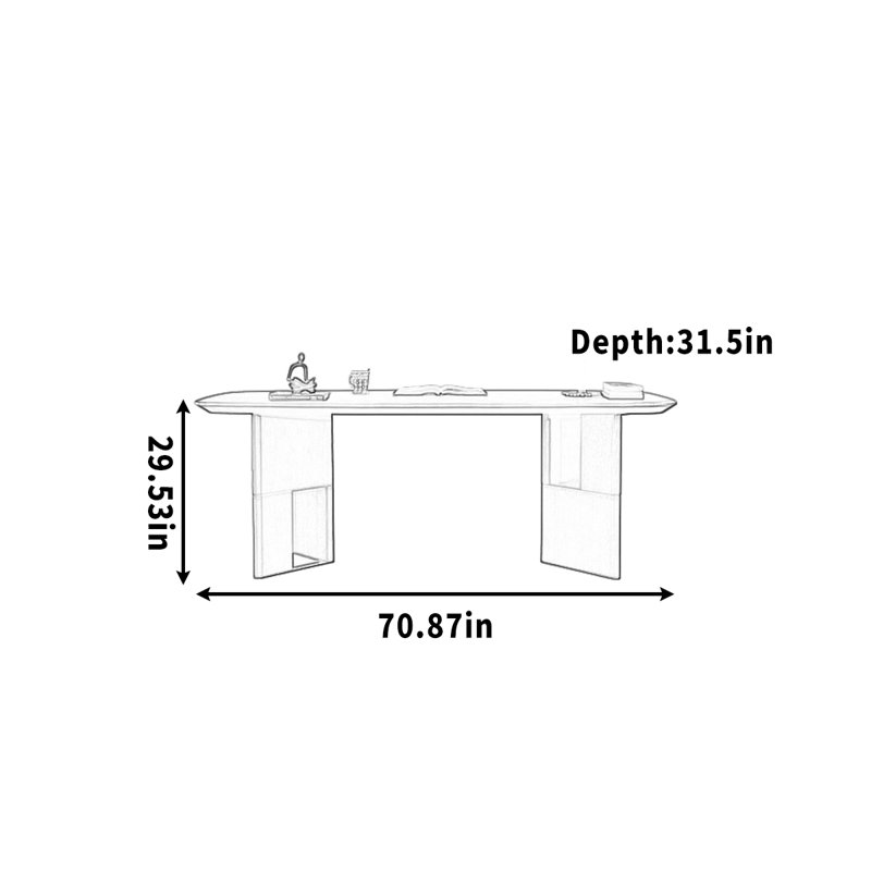 Bureau simple pour écrire au bureau / étudier à la maison, Noir, H 29,53 po x l 70,87 po x P 31,5 po