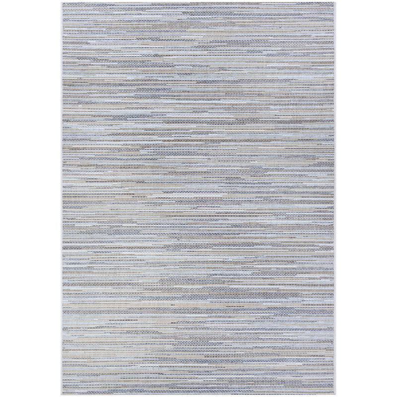 Radley Stripe Taupe Champagne Indoor Outdoor Area Rug, Rectangle 5'10" x 9'2"