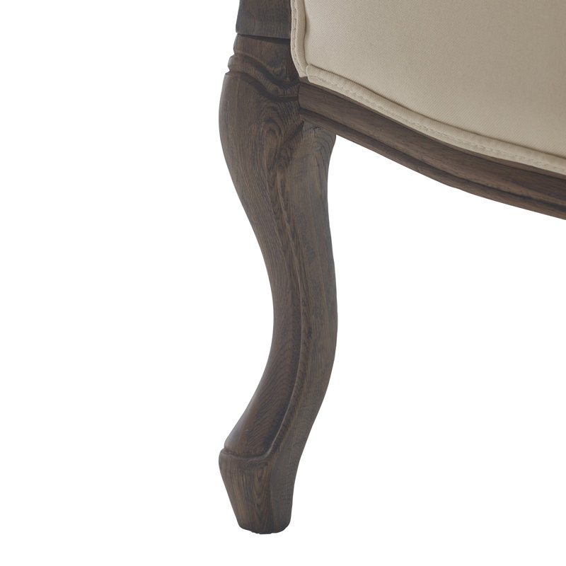 Cream Upholstered Wood Frame Accent Armchair