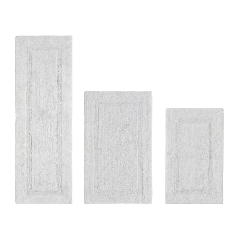 Annerose Premium 100% Cotton 3 Piece Bath Rug Sets, Machine Washable, Super Absorbent & Tufted Weave Reversible Bath Mat for Bathroom, Shower, and Tub, Oeko-Tex Certified Bathroom Rugs