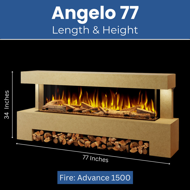 Corrigan Studio 175cm W Ready To Paint Electric Fireplace with 5000 BTU