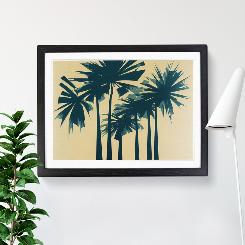 XH1022-7106X Powerful Palm Trees Abstract 1 Piece Single Picture Frame Wall Art, 25cm H x 34cm W x 2cm D, Black Framed