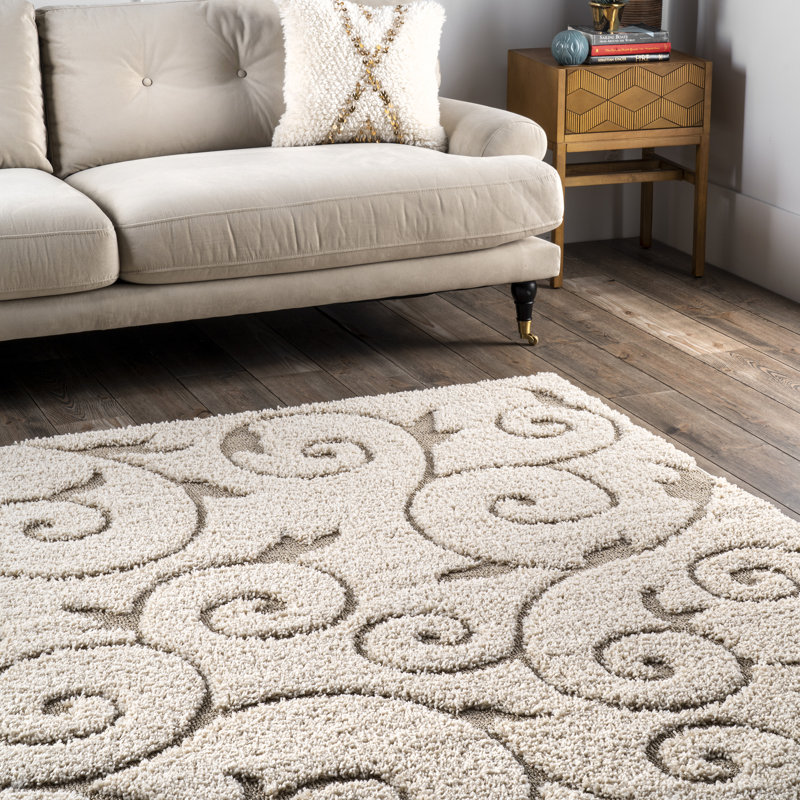 Pipers Contemporary Shag Performance Cream/Beige Rug, Square 8'