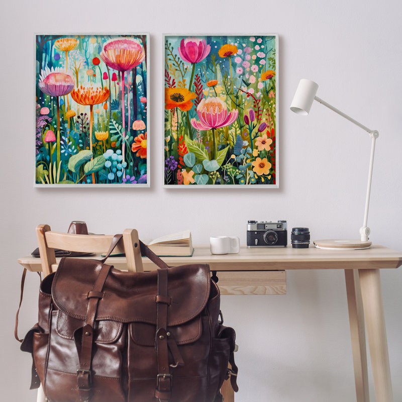 2 pièces Whimsical Gardens par LSR Design Studio, Estampe numérique Farmhouse, H 30 po x l 48 po x P 1,5 po