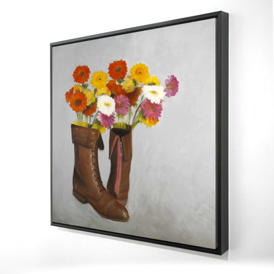 " Boots With Daisies Flowers "
