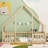 WoodNest House-Shaped Floor Bed with Guardrails-115684339-115684342