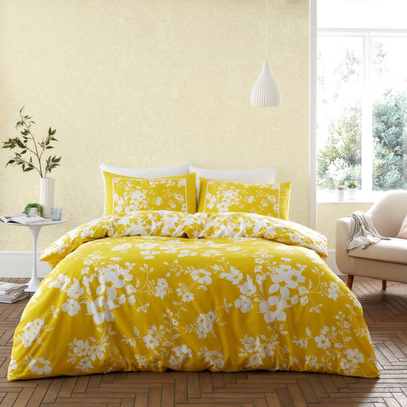 Cotton Blend Floral Duvet Cover Set with Pillowcases Included, Pink, Double