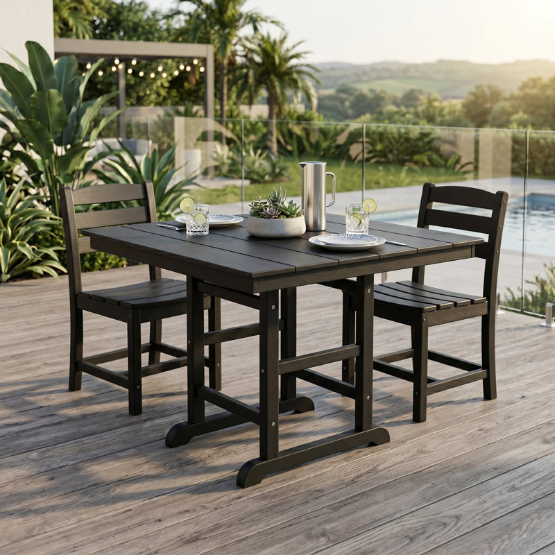Table de patio carrée pour 4 personnes, Noir