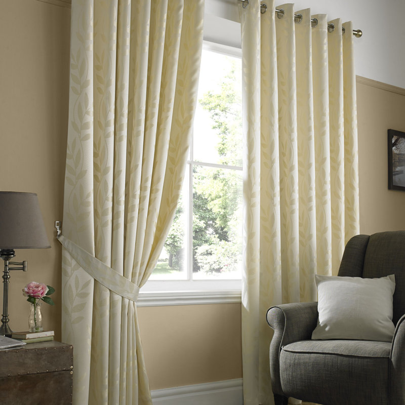 Becquere Ring Top Room Darkening Curtains, Cream, 116 W x 137cm D 