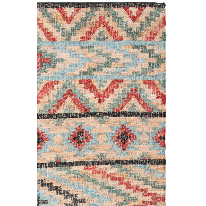 Keather Flat Weave Jute Southwestern Rug, Square 7'