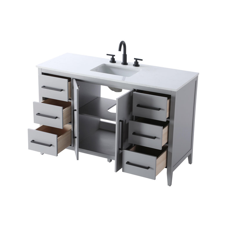 54 Inch Single Bathroom Vanity, Gray