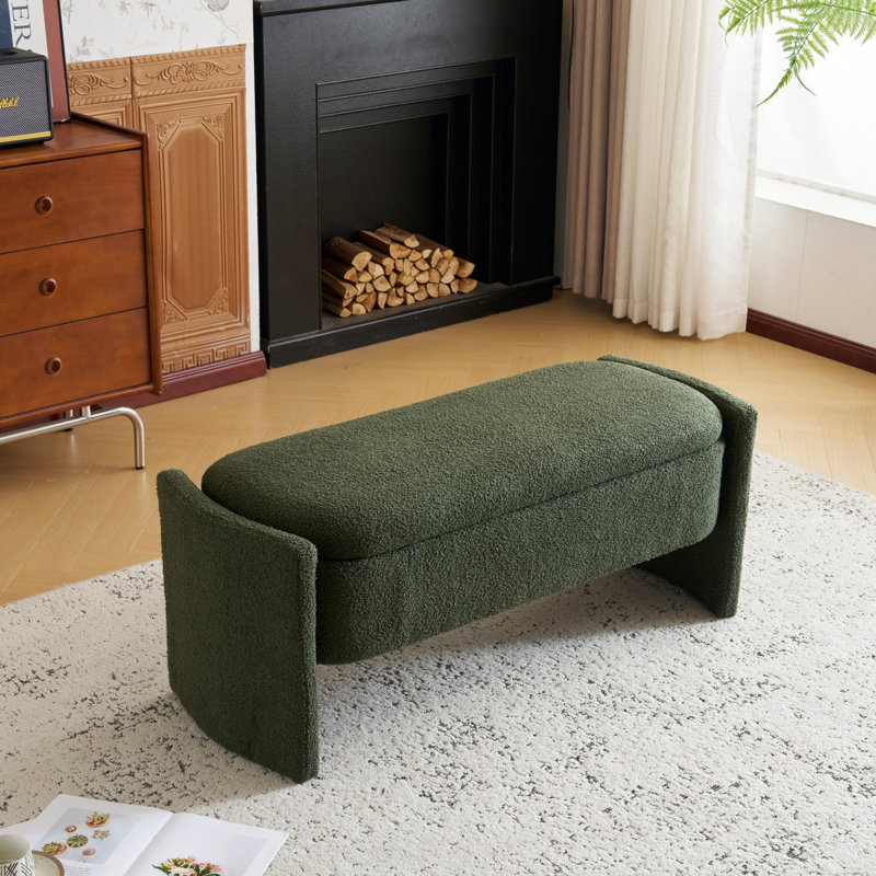 Simple Long shaped Ottoman Bench, Dark Green
