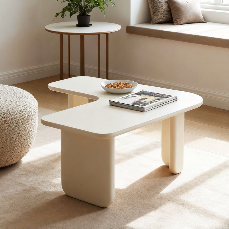 Table basse moderne en forme de L 35,43 po, nouvelle table de thé à combinaison libre, table d'appoint pour canapé-lit, table centrale peu encombrante pour le salon