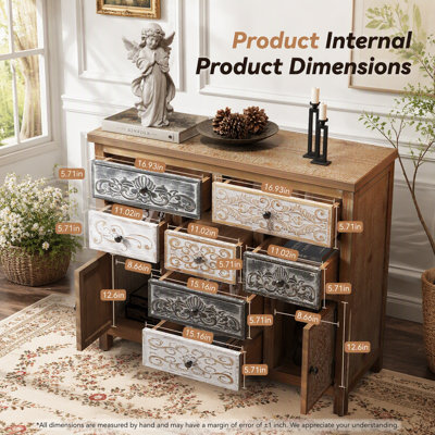 Commode d'appoint avec 7 tiroirs et 2 armoires