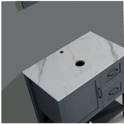 Meuble-lavabo gris 30 po avec miroir et plateau seulement
