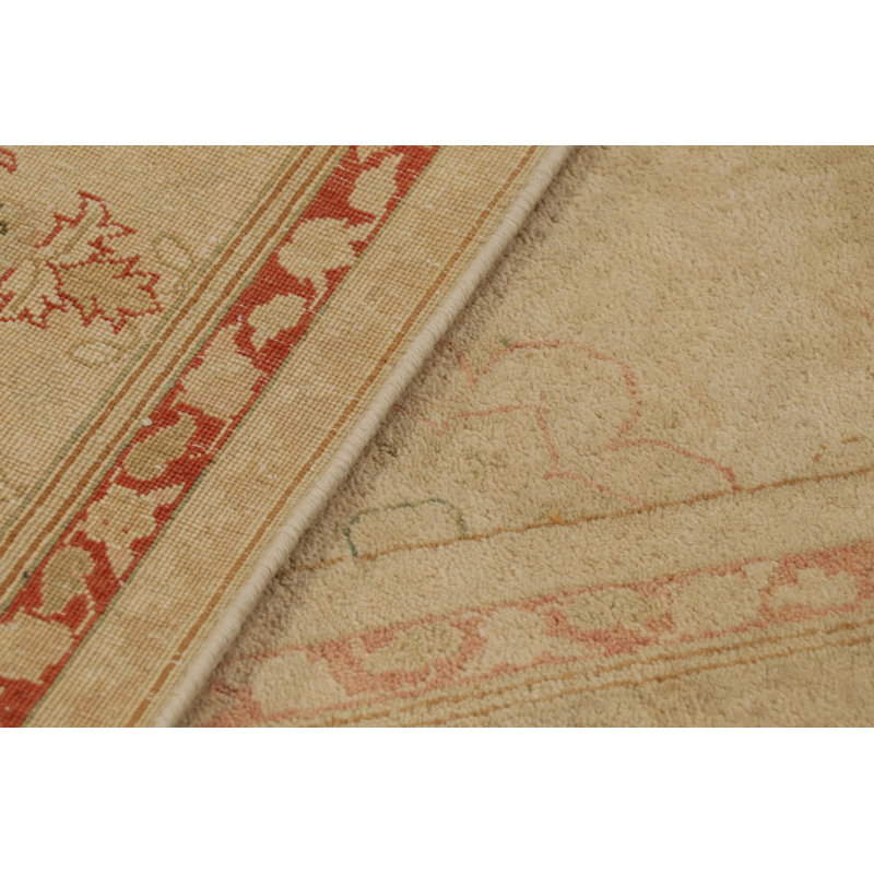 Tapis décoratif en laine brun clair de conception unique 8 pi 1 po x 10 pi 3 po noué à la main