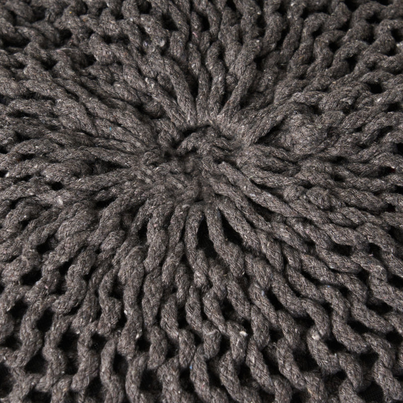 Modern Pet Knitted Pouf In Dark Grey - Handmade Fascination, 20" X 14 Round Grace, 20 Inches