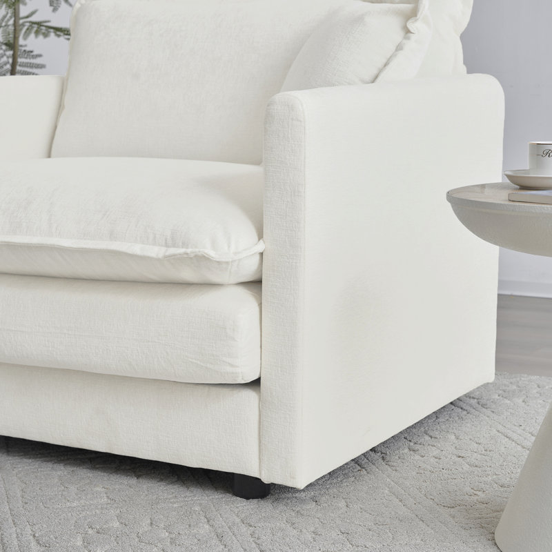 Canapé modulaire surdimensionné en L avec repose-pieds réversible Free Combination Comfy Upholstery, Chenille blanche