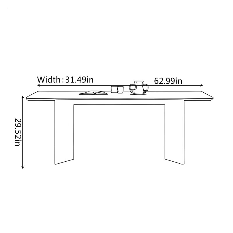 Simple and retro dining table, 29.52"H x 62.99"L x 31.49"W