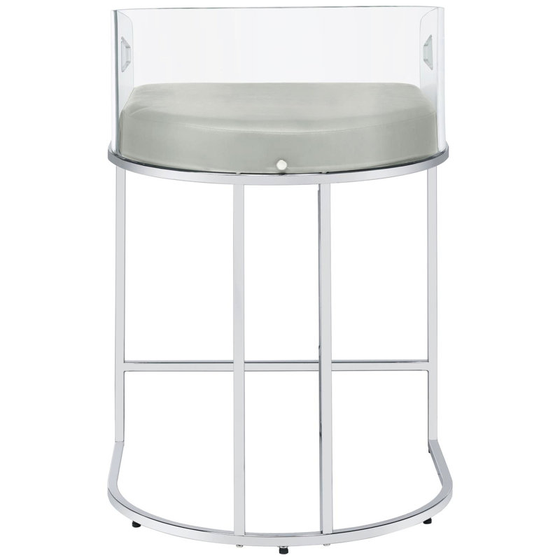 Tabourets de bar modernes à dossier en acrylique gris (2) - Élégant avec détails de 2 chaises de salle à manger et structure en métal confortable