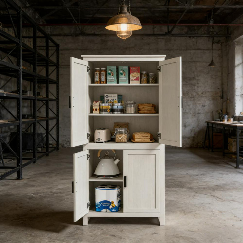 Spacieuse armoire de rangement autoportante, Blanc antique