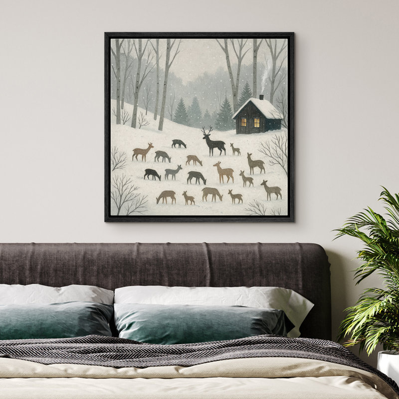 Hiver, art mural, impression sur toile, décoration murale de chambre à coucher, H 24 po x l 24 po, Noir